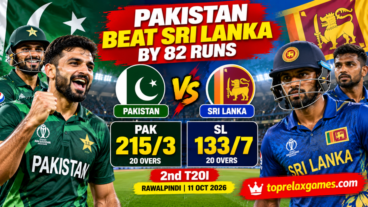 Pakistan vs Sri Lanka 2nd T20I match scorecard – Pakistan won by 82 runs, scoring 215/3 against Sri Lanka's 133/7